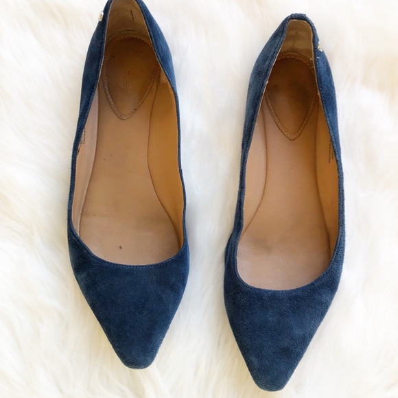 Calvin Klein Shoes - Calvin Klein Elle suede pointy toe blue flats Sz 9